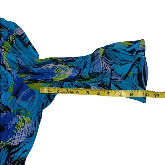 Maggie Barnes Button Up Top Women’s 1X 18/20 Accordion Pleat Bell Sleeve BoHo - Picture 10 of 16